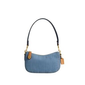 Coach Light Blue Shoulder Bag with Tan Accents